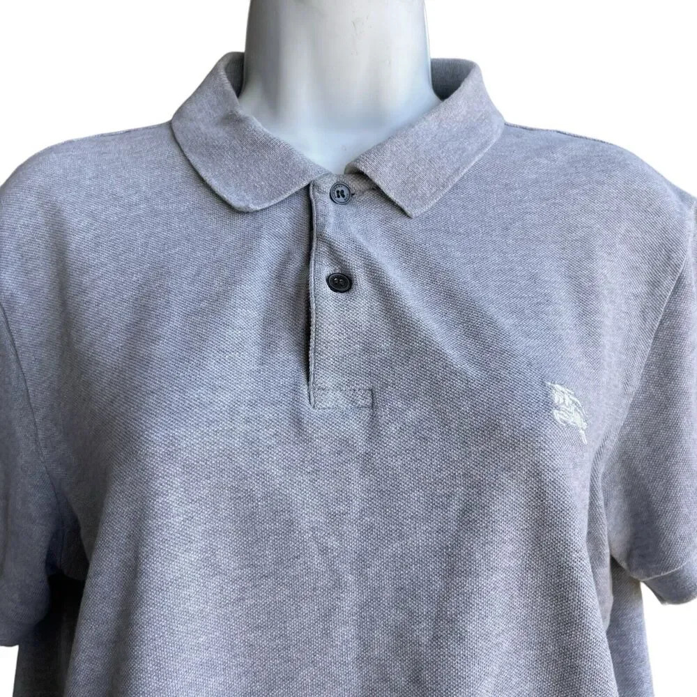 BURBERRY BRIT Women’s Polo Shirt L Gray Short Sleeve Logo Embroidered Preppy - Picture 3 of 5